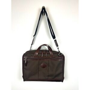 Filson Passage Slim Brown Nylon Twill Leather Briefcase Laptop Bag Messenger